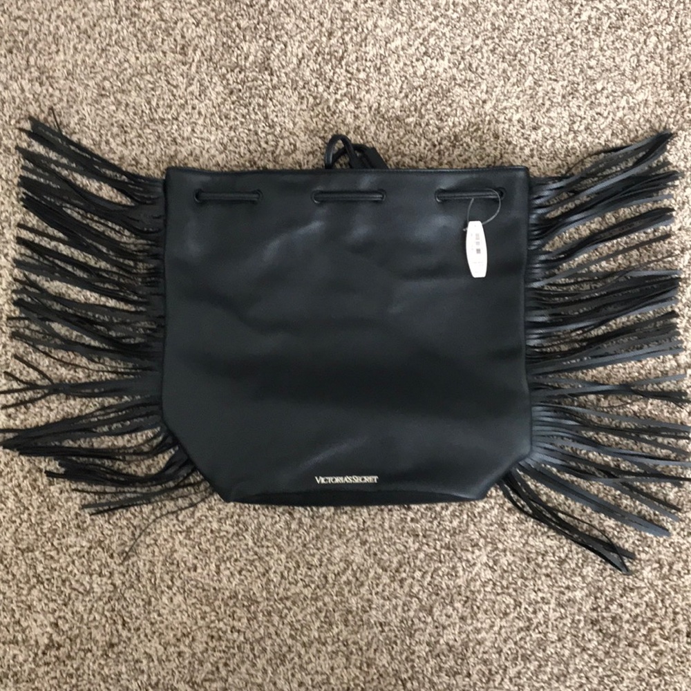 NWT Victoria’s Secret Black Leather Backpack Bag